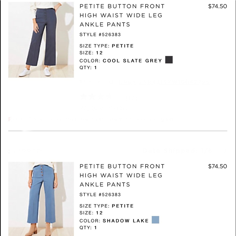 Loft Button Front High Waist Wide Leg Ankle Pant